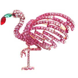 Bonito broche de flamenco clásico de cristal completo para mujer, diamantes de imitación, lindo ramillete de animales, cumpleaños, Cristal, Cristales