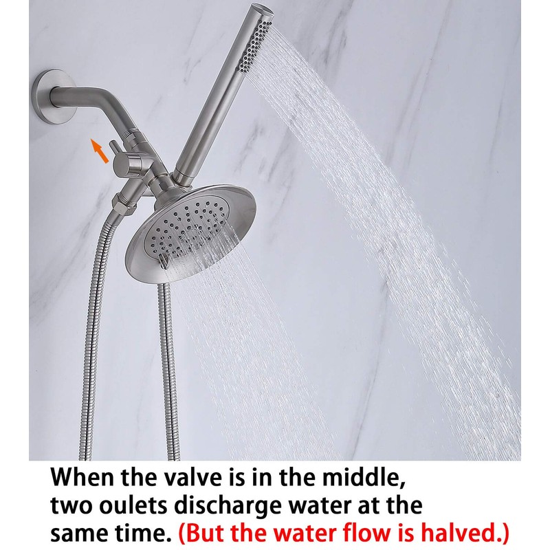 G-Promise Solid Metal Shower Arm Diverter with Holder for Hand