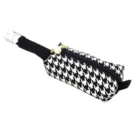 glf01 Golf Ball Case with Carabiner, Tea Case, Golf Equipment, Niko-chan, Women's, Men's, Accessories, Handmade, Made in Japan, Houndstooth (with pearls), Houndstooth (with pearls)
