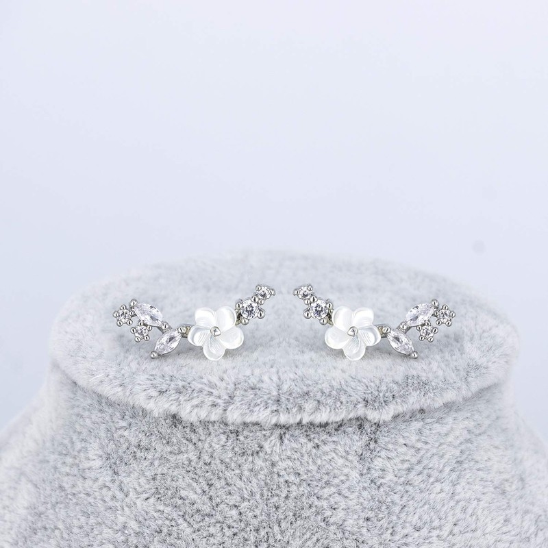 QUKE Cute 925 Sterling Silver Cubic Zirconia Crystal Plum Shape