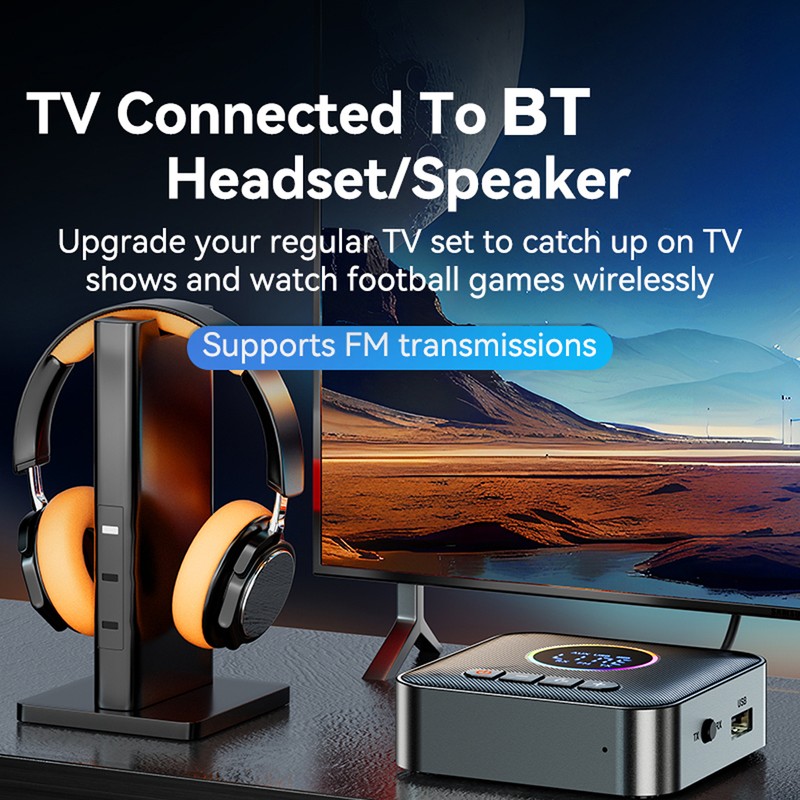 BT5.4 Transmitter Receiver 3-in-1 Wireless Audio Adapter FM Transmitter with
