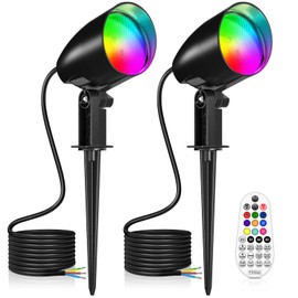 MEIKEE 20 W RGB Garden Lighting 1880 LM 10 Colours 30 Dynamic Modes IP66 Waterproof Garden Light Timing Function Garden Spotlight Ideal for Outdoors, Garden, Patio, Tree, Paths, Pack of 2