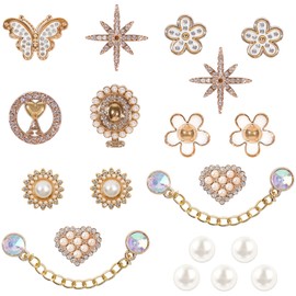 20 Pcs Shoe Charms Chains Accessories for Women Flower Pearl Clog DIY Shoe Decoration Charms Rhinestone Shoes Charms Chains Bling Cute Decor for Party Birthday Favor