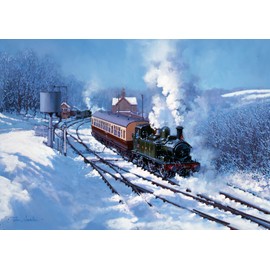 Hansen Fine Art GWR Severn Valley Railway 14xx Tank Engine Steam Train Blank Christmas Card, 7'' x 5'' (177mm x 127mm
