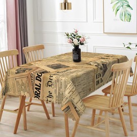 TTQYFNM 60x102inches Vintage Newspaper Tablecloth Brown News-Papers Printed Rectangle Table Cloths News Articles Columns Modern Art Waterproof Fabric Table Cover for Kitchen Dining Patio Home Decor