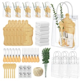 AZEAM 55Pcs Baby Shower Prizes for Game Winners, Bridal Shower Prizes with 6 Sets Bottle Cheese Board Spoon Fork Butter Knife Towel Card Plastic Bag Branch, Wedding Shower Favors for Guests