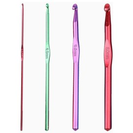 4 Pcs Crochet Hooks Set Multicolor Aluminum Knitting Needles Metal Crotchet Hooks Ergonomic Handle Crochet for Beginners or Professionals