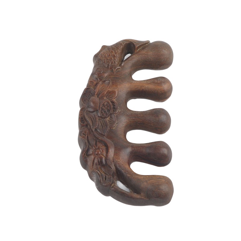 Meridian Wide Tooth Massage Comb Green Sandalwood Head Scalp Massage