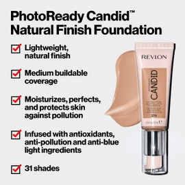 Revlon PhotoReady Candid Natural Finish Foundation with Anti-Pollution, Antioxidants, Anti-Blue Light Ingredients, Espresso (560), 22 ml