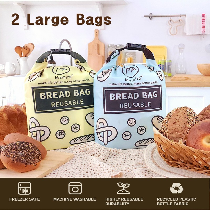 Mamiro Extra Large Reusable Bread Bags - 2 Pack for