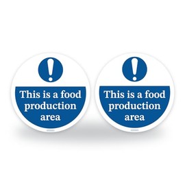 Set of 2 Food production area Kitchen Signs - 95mm Waterproof Hygiene Catering Stickers - Food Safety Signs - Restaurant, Pub, Food truck, Workplace