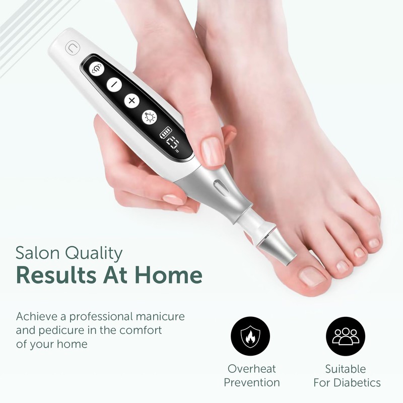 PediLux Pro Professional Manicure Pedicure Kit, Cordless Electric Nail File