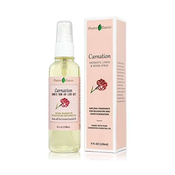 POSITIVE ESSENCE Carnation Linen & Room Spray, Natural Aromatic Bathroom