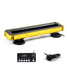Xprite LED 150 Rooftop Emergency Strobe Light Bar w/Control Panel Magnetic Base Warning Flashing Beacon Caution Traffic Lightbar for Construction Vehicles Trucks Postal Mail Snowplow - Amber