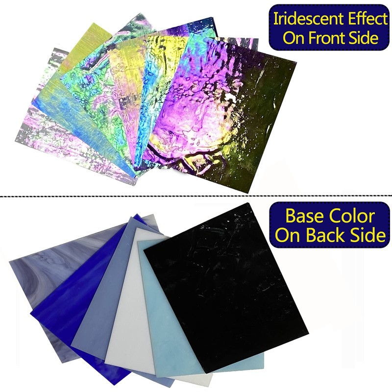 PALJOLLY 6 Sheets 7 1/2 x 6 inch Iridescent Stained