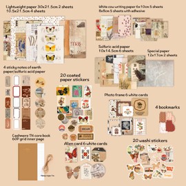 NAESM 86 Pcs Aesthetic Scrapbook Kit, Journaling Scrapbooking Supplies, Vintage Scrapbooking DIY Art Album Crafts for Adults Teens Girls Decorations Supplies