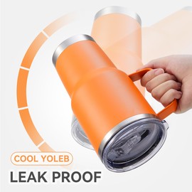 Cool Yoleb 30 oz Tumbler with Handle and Lid, Stainless Steel Tumblers Bulk Double Wall Vacuum Insulated Travel Mug Leak Proof Cup Keep Drinks Cold and Hot Orange, 8 Pack