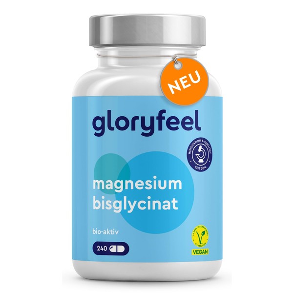 Magnesium Bisglycinate - 240 Capsules (2 x 2 per day) - 400 mg Elementary Magnesium per Day - Premium: Chelated Magnesium - Laboratory Tested, Vegan, High Dose - Less Fatigue, Muscle Support *