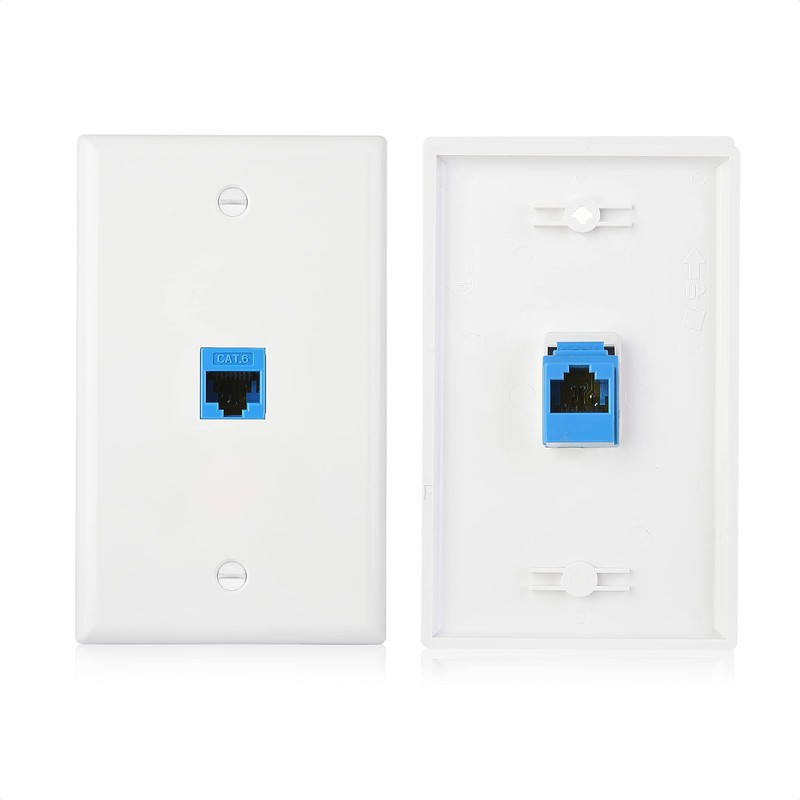 Cable Matters 2-Pack 1-Port Ethernet Wall Plate, White, Cat6 Wall