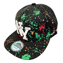Jeamis Children's NY Cap Kids USA Summer Snapback Baseball Cap Cap Unisex Trucker Starter Baseball Cap Hat Hawaiian Cult for Boys and Girls, NY Colourful Green, Unit size