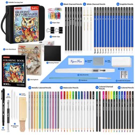 141 PCS Art Supplies Sketching Kit Pro Max, Drawing Pencils with Sketchbook, Coloring Book, Colored Graphite Charcoal Watercolor & Metallic Pencils, Drawing Supplies Gifts for Artists Adults Kids