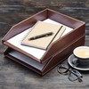 Gallaway Leather Letter Tray Desk Organizer - Paper Tray for