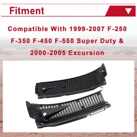 HECASA Windshield Wiper Cowl Vent Grille Compatible with 1999-2007 Ford F250 F350 F450 F550 Super Duty 2000-2005 Excursion Replace for 3C3Z-25022A68-AAA 4C3Z-25022A69-AAA Windscreen Covers Panels Kit