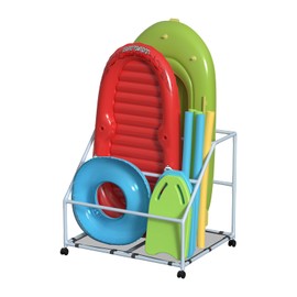 POOL FELLOWS Pool Float Holder, Poolside Float Storage, Rust-Proof Float Rack, Anti-UV Float Organizer, Outdoor Pool Float Container for Floaties, Noodles, (Light Blue, Basic Plus)