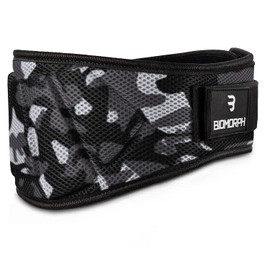 BIOMORPH Neoprene Weight Lifting Belt for Strength Training, Powerlifting, Bodybuilding, Crossfit for Men and Women (Camo Grey, L)