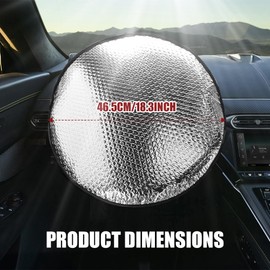 HQRNYP Steering Wheel Cover Sun Shade, Steering Wheel Protector, 18.11" x 18.11" Anti-Heat Aluminum Foil Auto Interior Protector, Reflective Heat Insulation Cooling Protective Cover for Most Vehicles