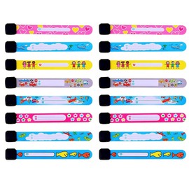 JZK 16 x Sicherheitsarmband für Kinder, wiederverwendbar, wasserdicht, Anti-Verlust, Kinder-ID-Armband, für Kinder, Jungen, Mädchen, Kleinkinder, Babys