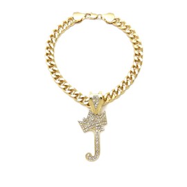 Initial Letter Cuban Chain Dog Chain Pet Chain Pet, Cat, Puppy Necklace (J, 16")