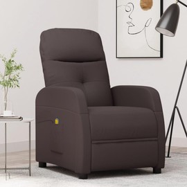vidaXL Massage Chair- Manual Recliner with 6-Point Vibration Functions, Dark Brown Fabric, Adjustable Backrest and Footrest, Comfortable Seating Experience