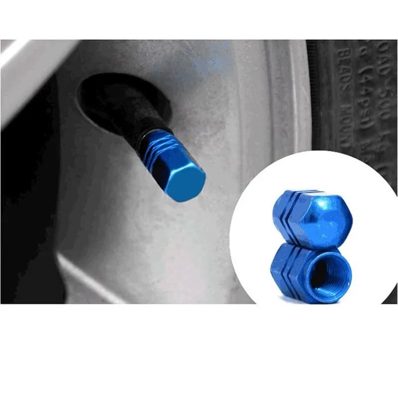 Tapon Pivote Valvula Cubre Llanta Aluminio Auto Moto 4-Pieza (Negro)