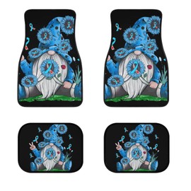 Delerain Grey Blue Gnome 4-Piece Car Floor Mats Front and Rear Rubber Backing Carpet, Auto Foot Mats All Weather Universal Fit Car Decor Accessories Fit for SUV, Vans, Sedans, Trucks