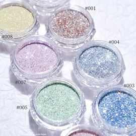 Emumu 8 Colors Ultra Fine Glitter Nail Powder for Nail Art Glitter Glitter Glitter Kawaii in Case