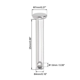 sourcing map Single Hole Clevis Pins - 4mm X 25mm Flat Head 304 Stainless Steel Link Hinge Pin 20Pcs