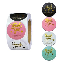 500pcs 1.5 inch Thank You Stickers, Thank You for Supporting My Small Business Waterproof Self-Adhesive Stickers (Classic 01)