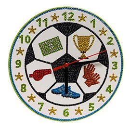 Little Learning Hands Soccer Ball Diamond Painting Kit Soccer Clock| Soccer Mosaic | Kids Crafts with Clock and Diamond Art Kit | Creative Soccer Crafts for Kids and Adults | Gifts for Girls and Boys