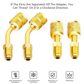 Greluma R410A Adapter 5/16" SAE Female to 1/4" SAE Male Flare for Air Conditioning HVAC 1 Straight Adapter + 1 Angled Adapter