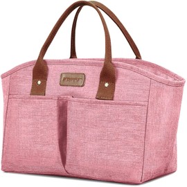 Lunch box for Women Insulated Thermal Lunch Tote Bag Durable Large Lunch Bags Container Drinks Holder for Adults Men Work Picnic Beach Park - Pink