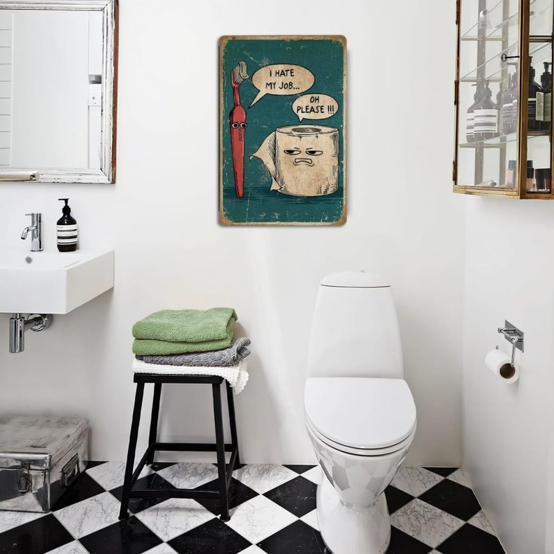 Bathroom Wall Decor,Toilet Wall Art,"I Hate My Job Oh Please"