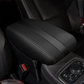 AOMSAZTO Carbon Fiber Armrest for Jeep Grand Cherokee Leather Black