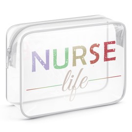 Sazuwu Nurse Practitioner Gifts for Women Clear Makeup Bag with Zipper Nurse Graduation Gifts for Her Funny Nursing Student Gifts Cosmetic Travel Bag Organizer Nurse Appreciation Retirement Gifts