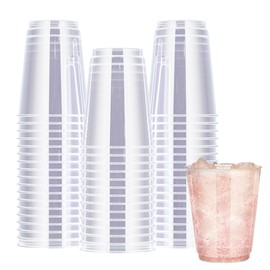 R-kay Plastic Cups, Heavy Duty 10 OZ Disposable cups, Plastic cocktail Glasses (50, Clear)