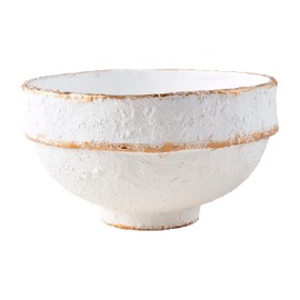 Mud Pie Gold Stripe Bowl, White, 7" H X 12" Dia