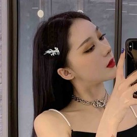 Iaceble Punk Flame Fire Hair Clip Barrette Gothic Silver Side Clip Hip Hop Hair Barrette Clip Silver Hairpin Clips Decorative Hair Accessories for Women and Girls Headdress(B)