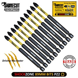 10 x SabreCut SCPZ289_10 89mm PZ2 Magnetic Impact Screwdriver Driver Bits Set Pozi Pozidriv Heavy Duty Compatible with Dewalt Milwaukee Bosch Makita and More