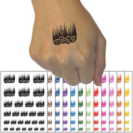 Easter Eggs in Grass Temporary Tattoo Water Resistant Fake Body Art Set Collection - Purple (One Sheet)