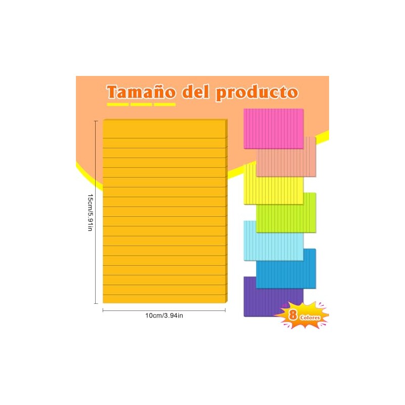 8 pads Notas Adhesivas, Súper Adhesivas, Doble poder de adhesión,